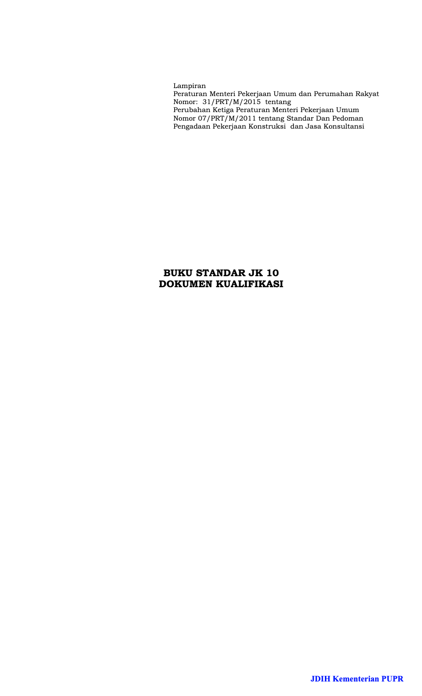 Standar JK 10 Dokumen Kualifikasi
